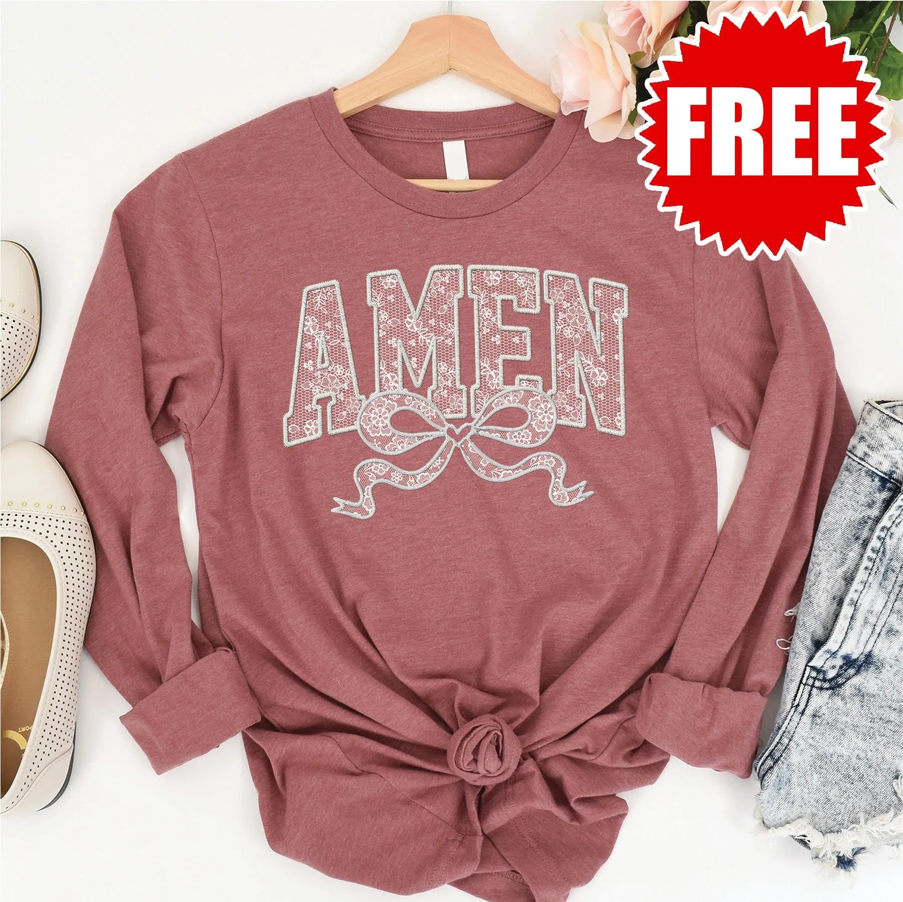 Amen Bow Long Sleeve - Heather Mauve