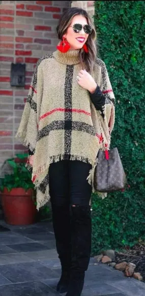 Betty Classic Plaid Poncho