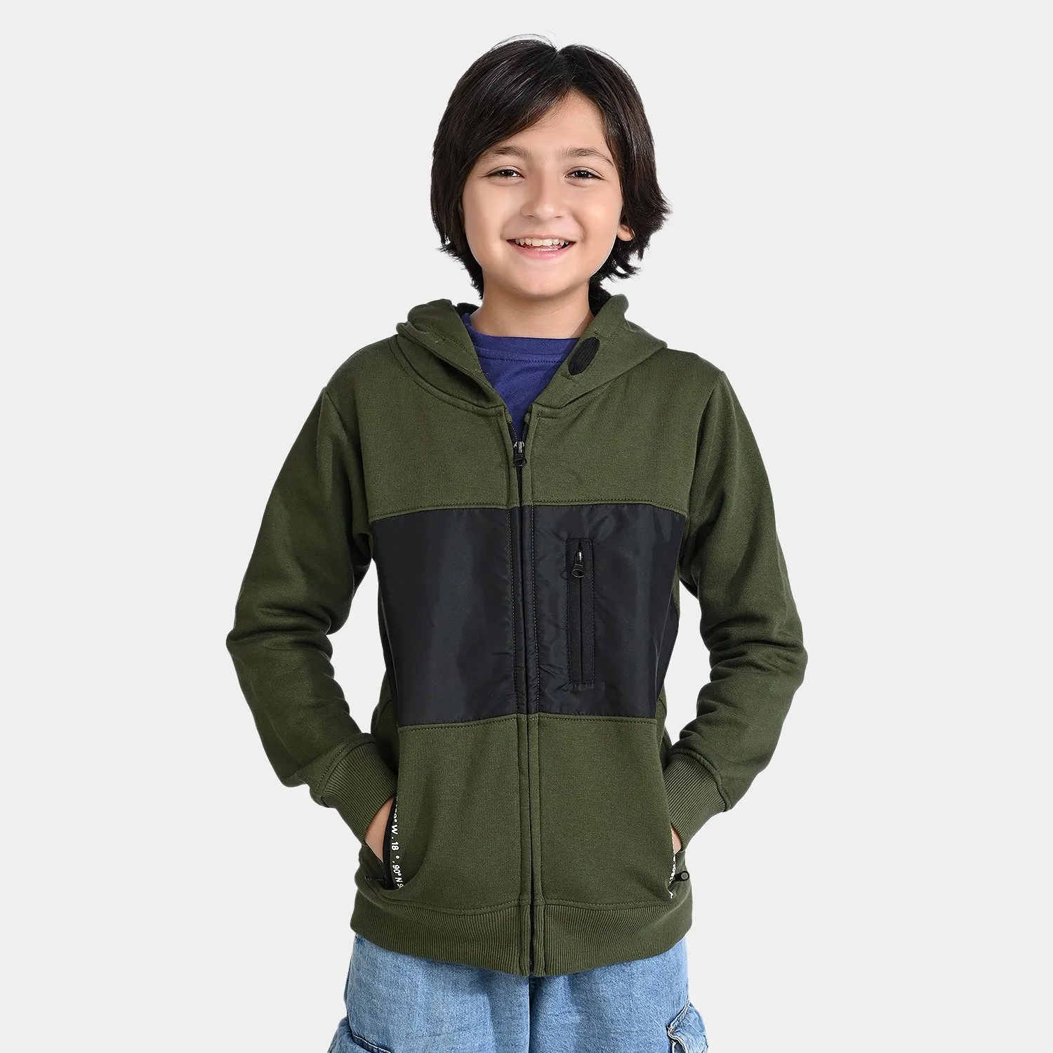 Boys Fleece Knitted Jacket 360 Degree-Rifle.Green