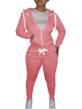 Casual Long Sleeve  Color Jogger Set