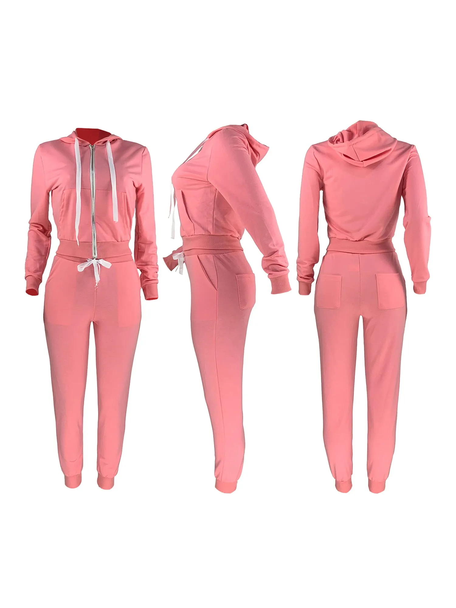 Casual Long Sleeve  Color Jogger Set