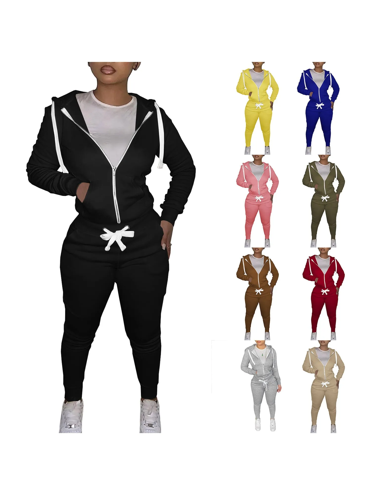 Casual Long Sleeve  Color Jogger Set