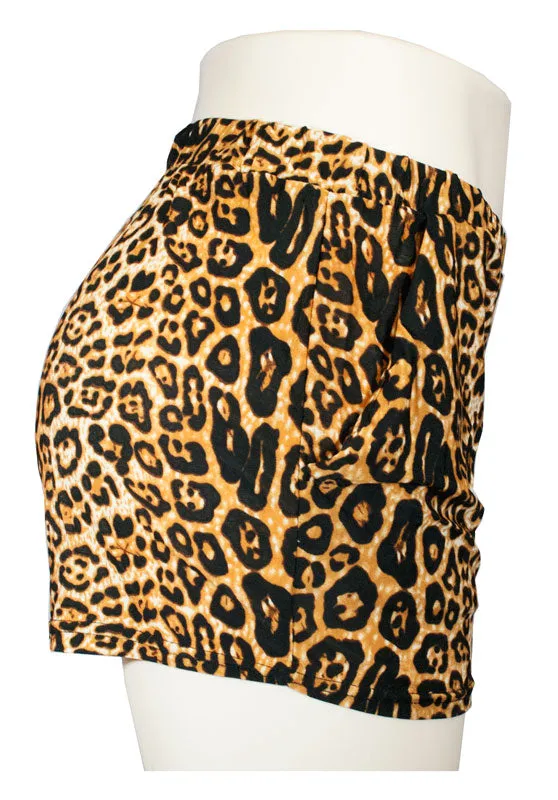 Casual Pull On Animal Print Shorts