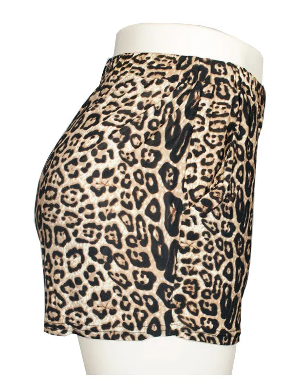 Casual Pull On Animal Print Shorts