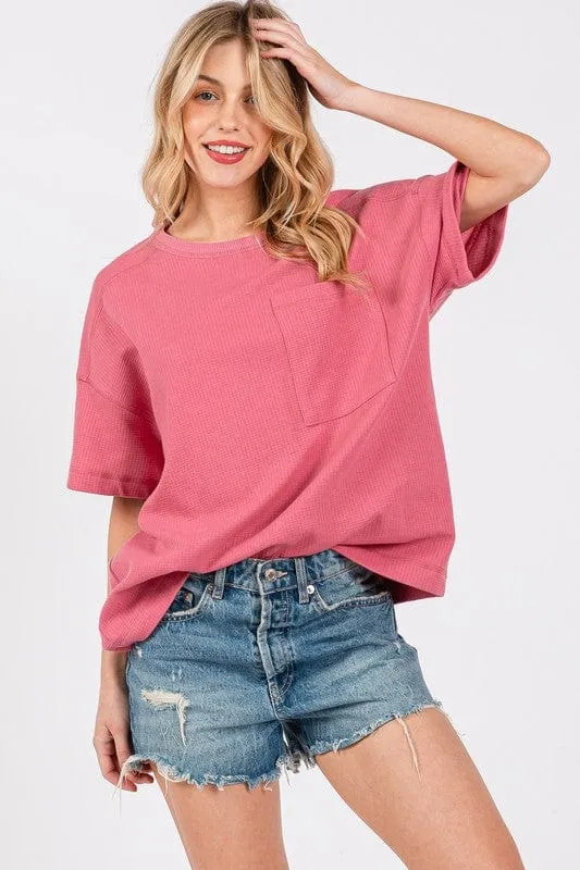 Cesfemme Textured Drop Shoulder T-Shirt