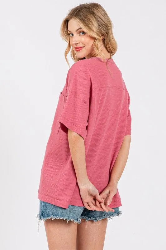 Cesfemme Textured Drop Shoulder T-Shirt