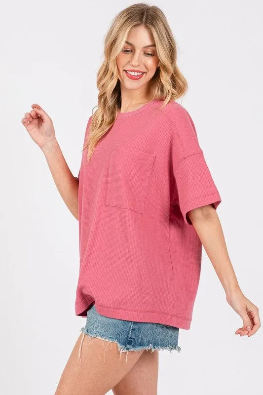 Cesfemme Textured Drop Shoulder T-Shirt