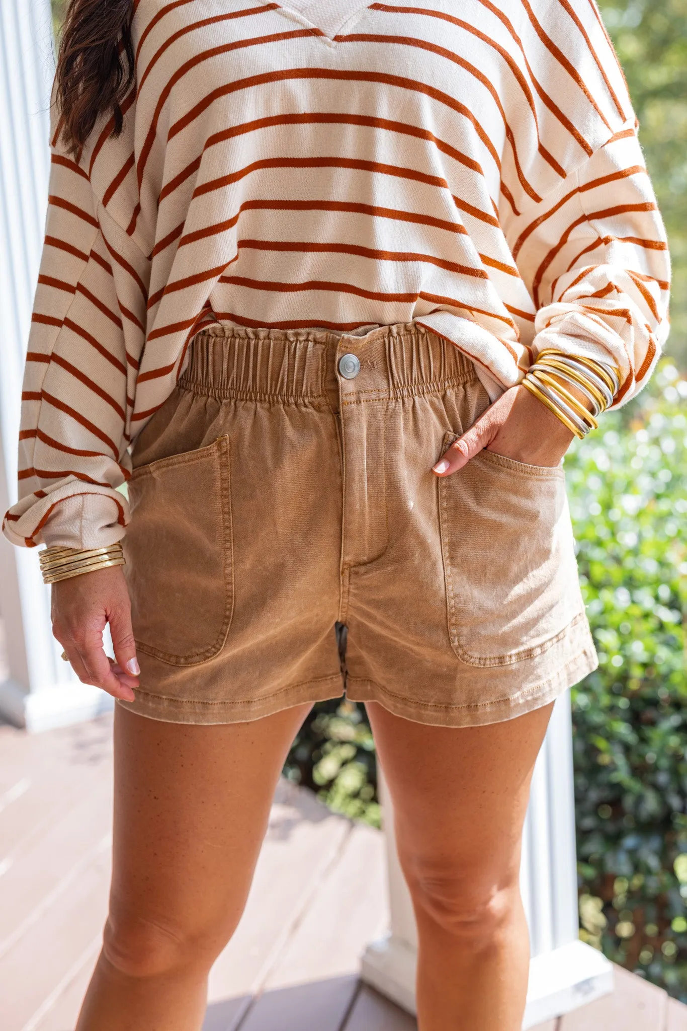 Comfy Times Caramel Twill Shorts