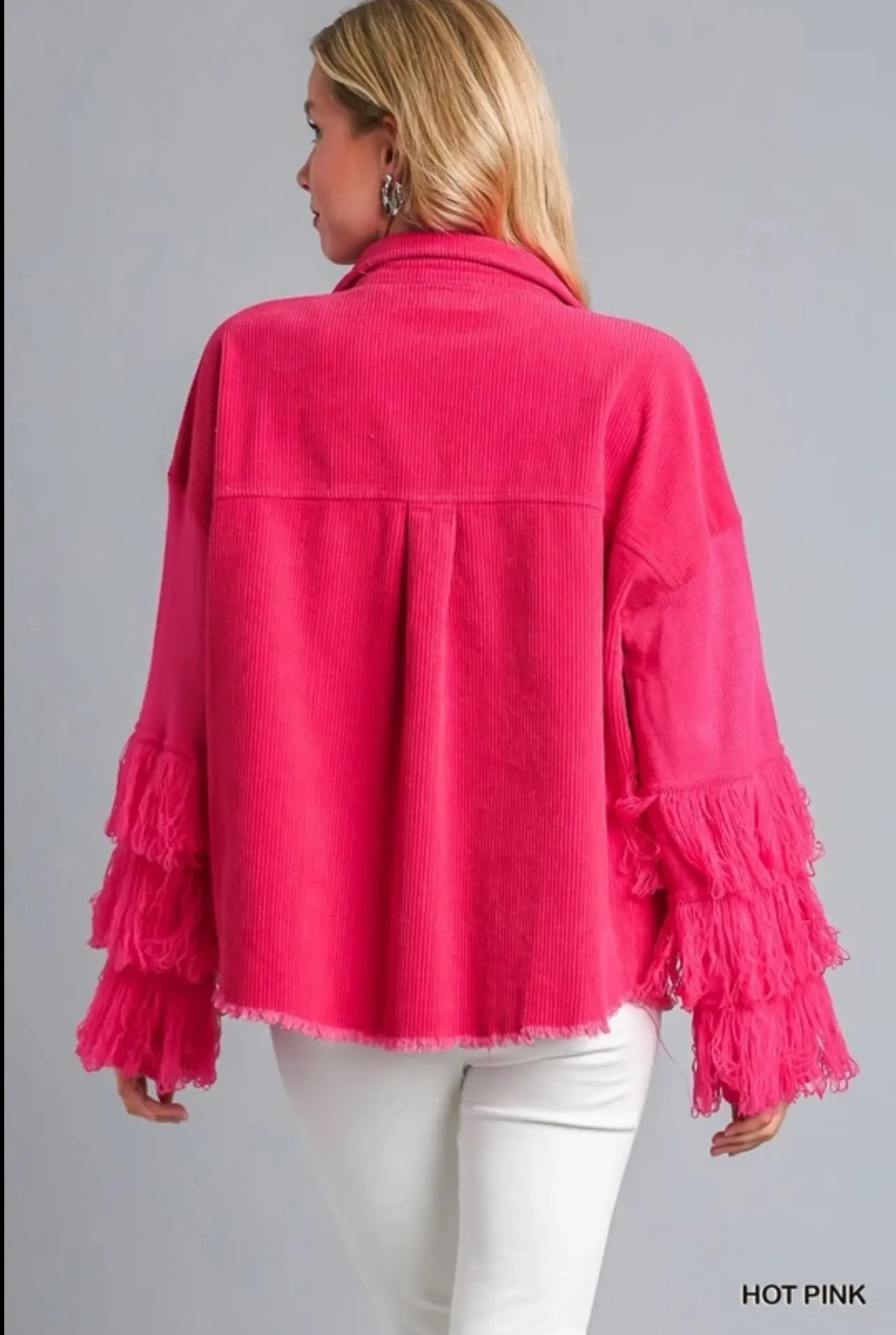 Corduroy Fringe Sweater Sleeve Jacket