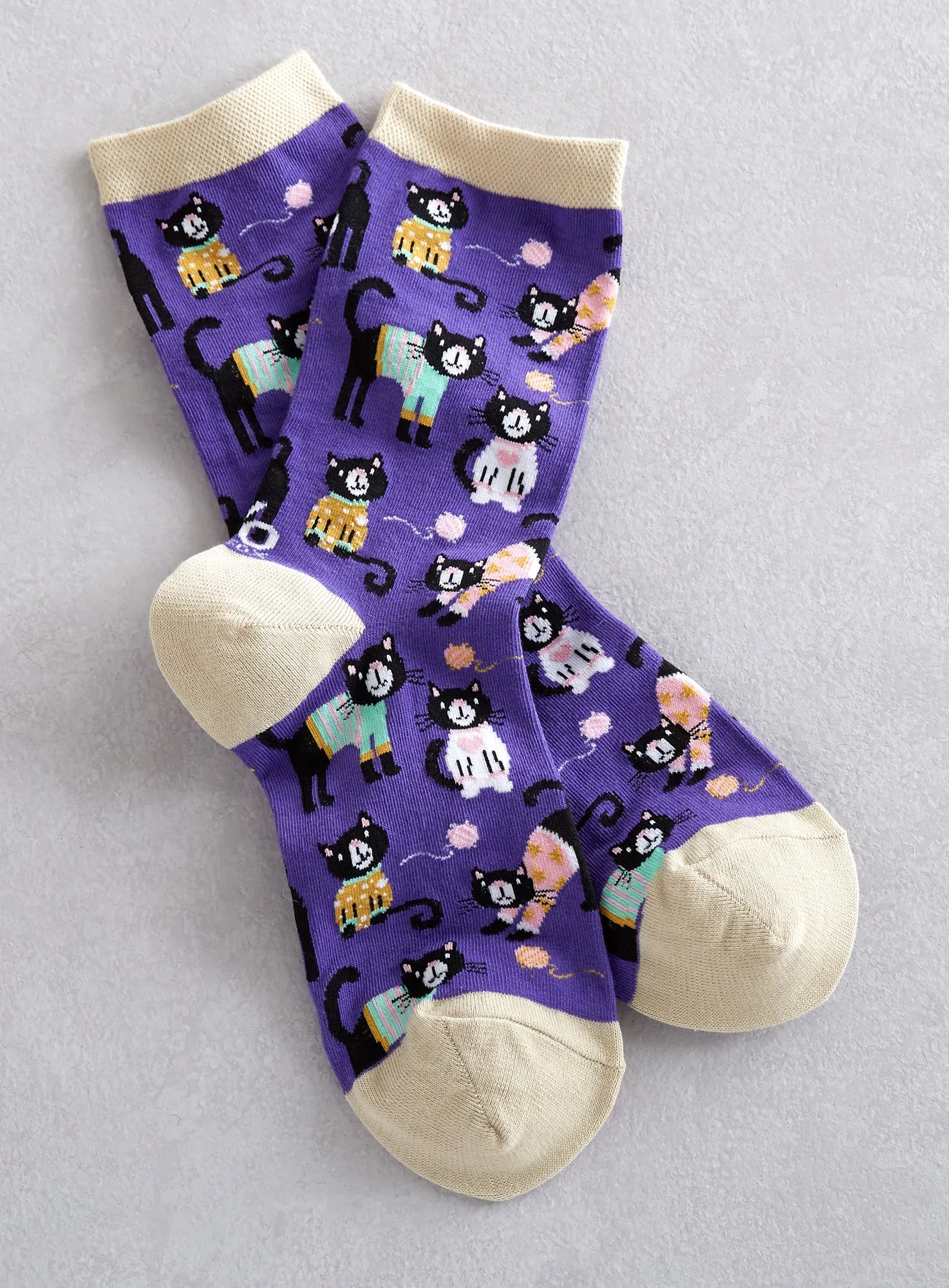 Cutest Crew Socks - Kittens in Cardigans and Flower Power - Set of both