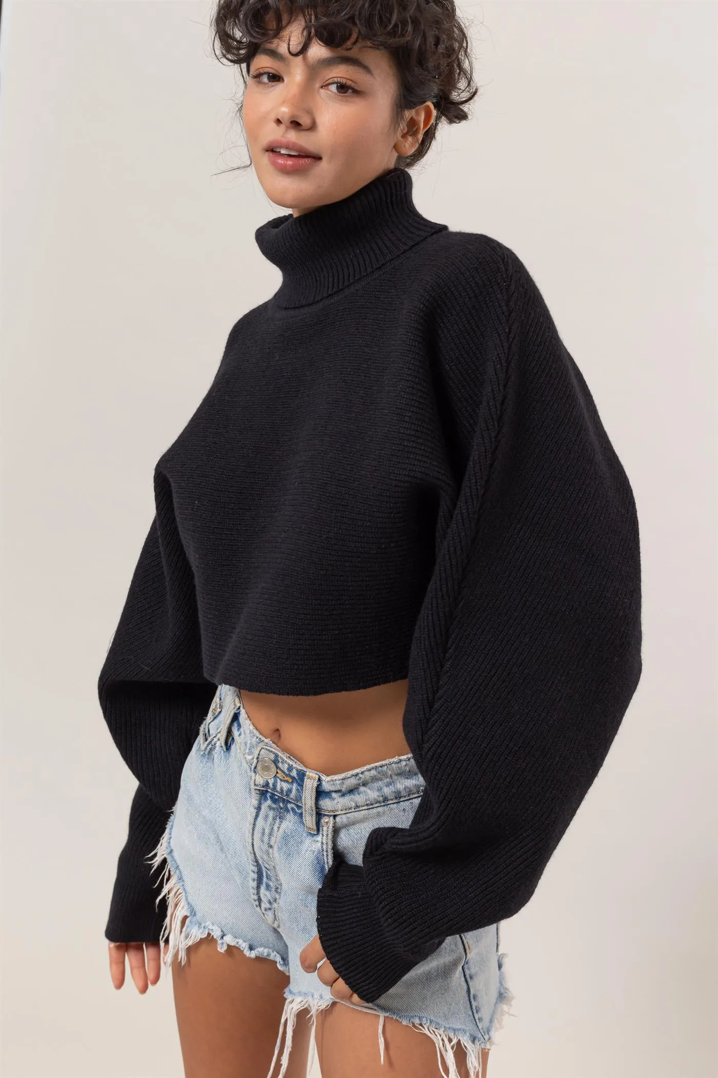 DZ24F792-Turtleneck Cropped Sweater