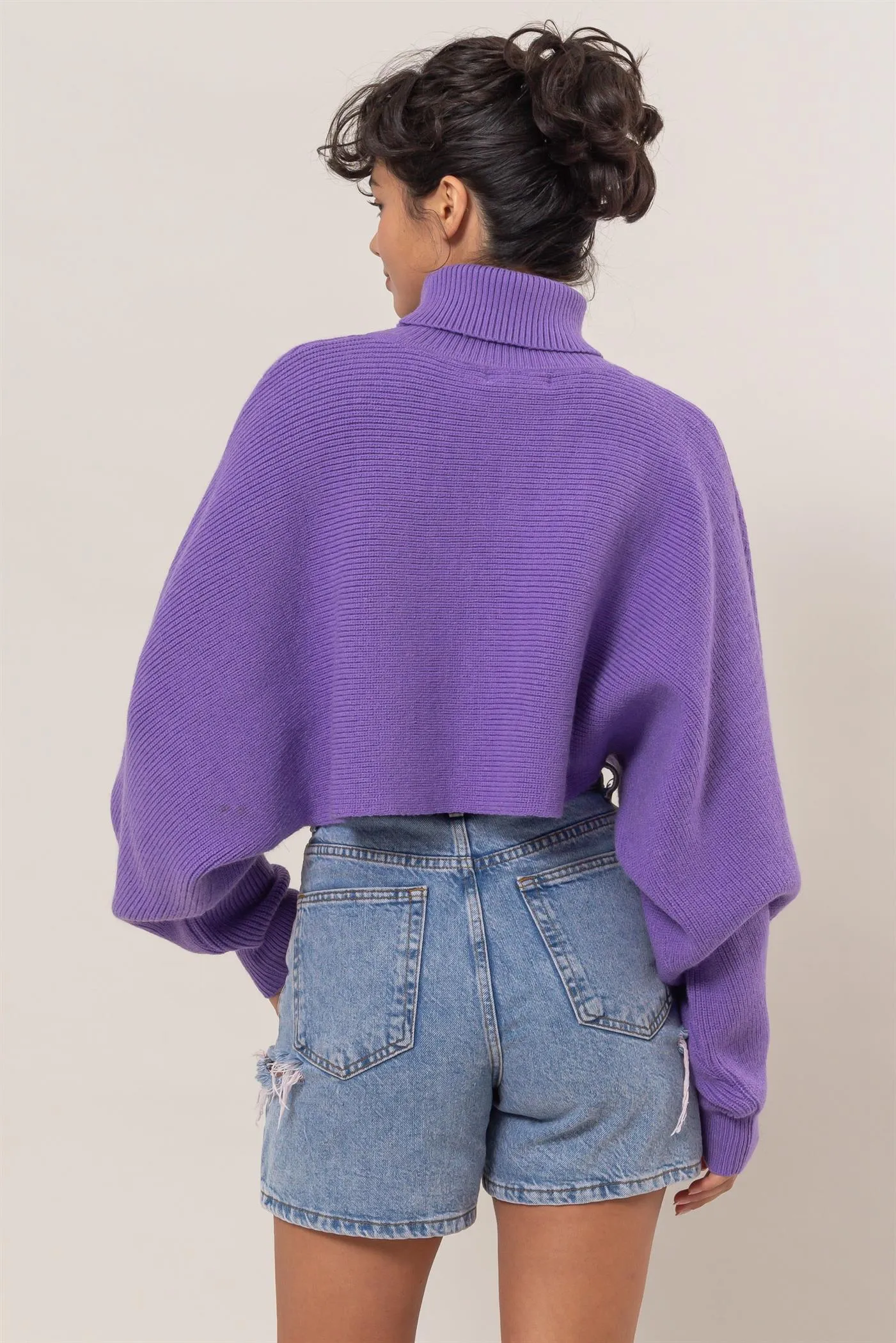 DZ24F792-Turtleneck Cropped Sweater