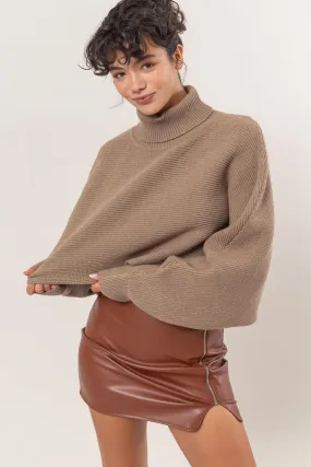 DZ24F792-Turtleneck Cropped Sweater