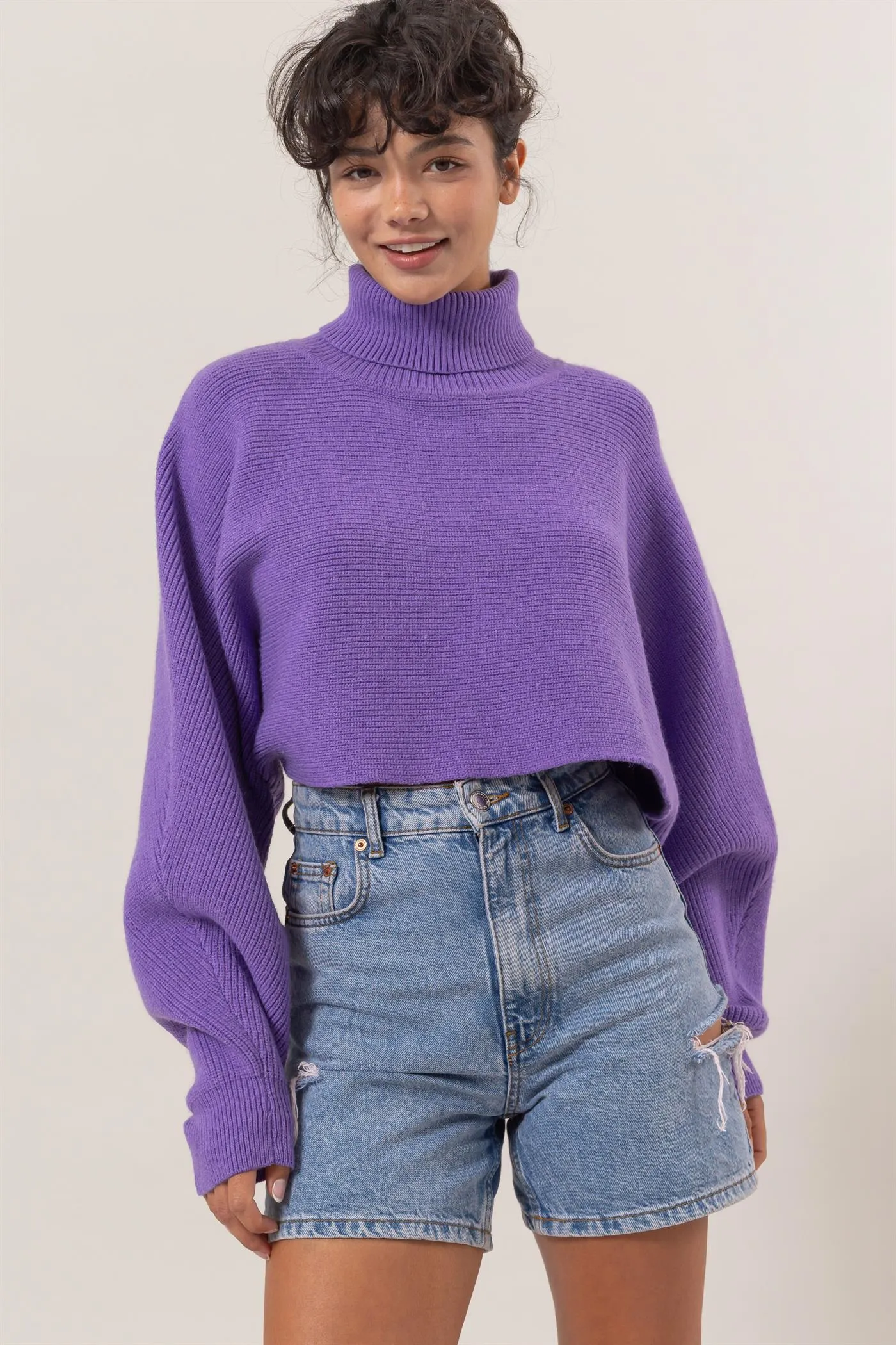 DZ24F792-Turtleneck Cropped Sweater