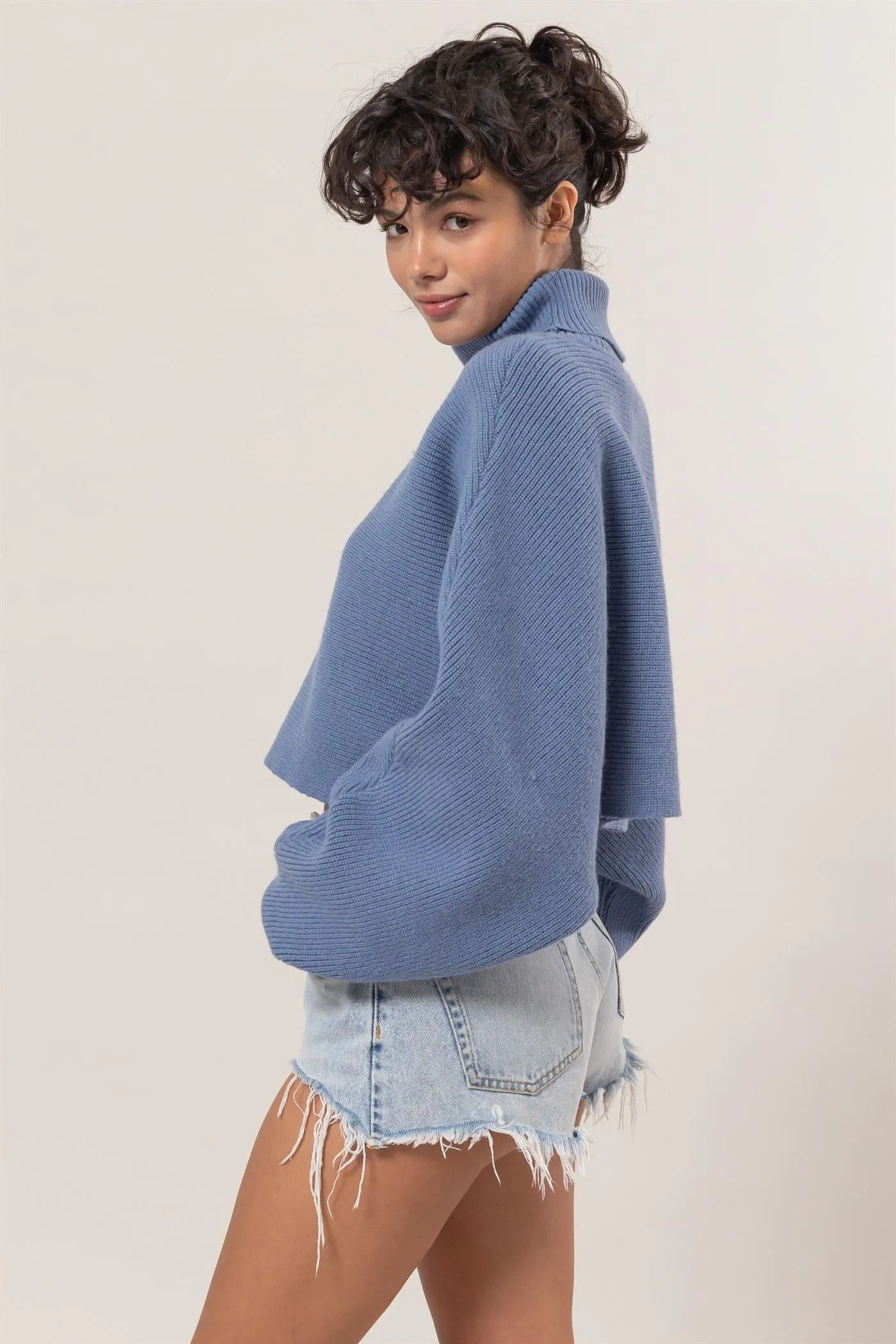 DZ24F792-Turtleneck Cropped Sweater