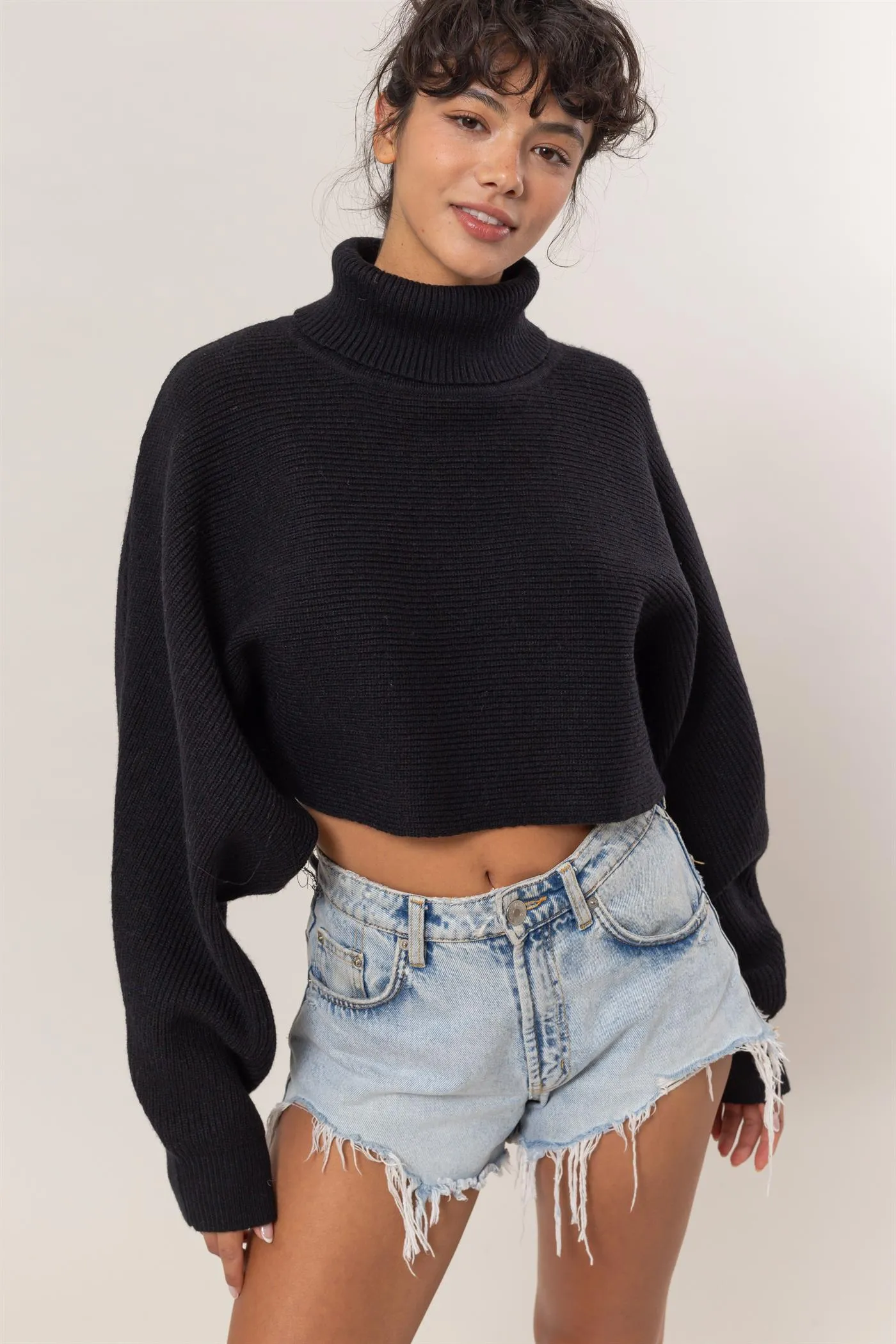 DZ24F792-Turtleneck Cropped Sweater