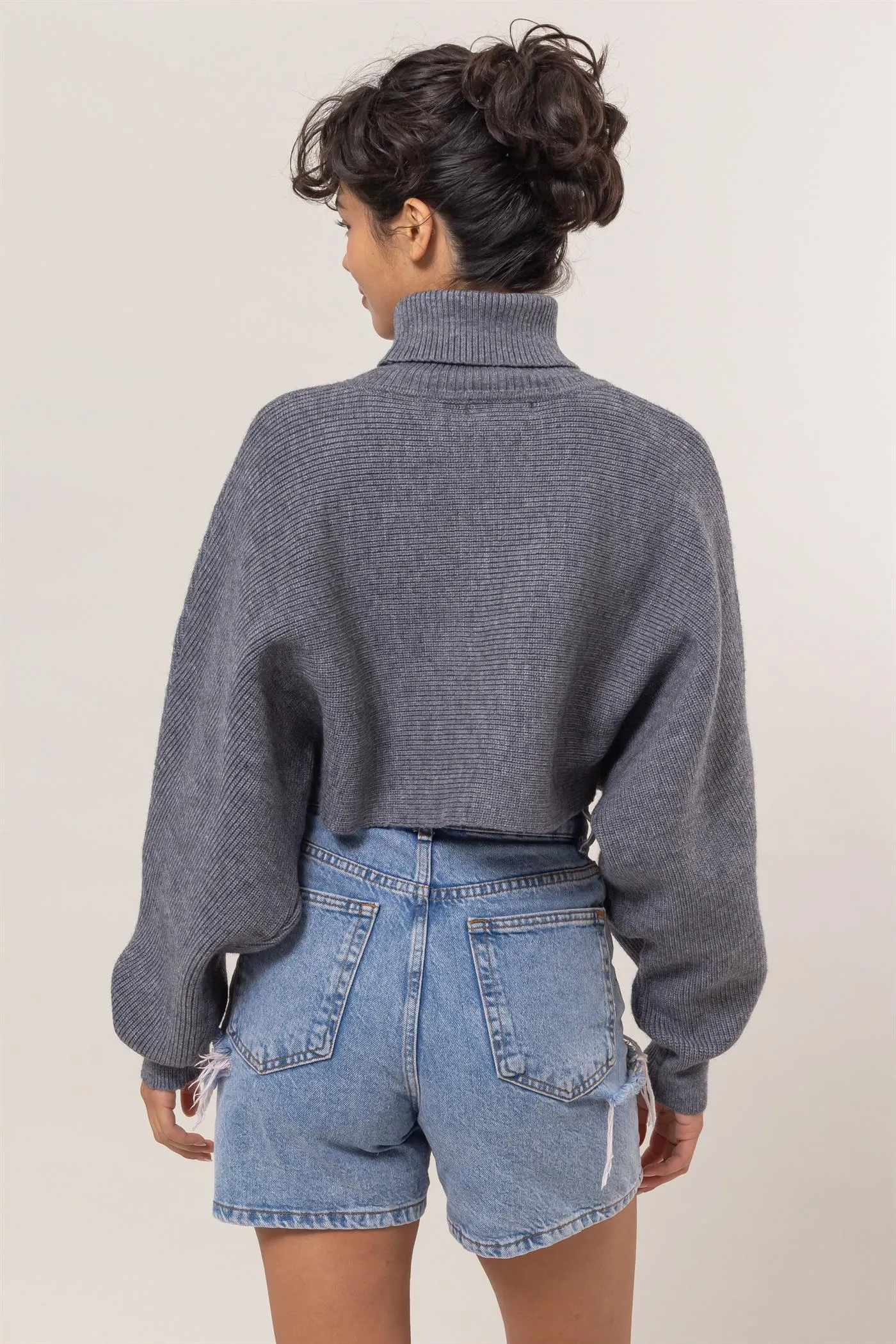 DZ24F792-Turtleneck Cropped Sweater