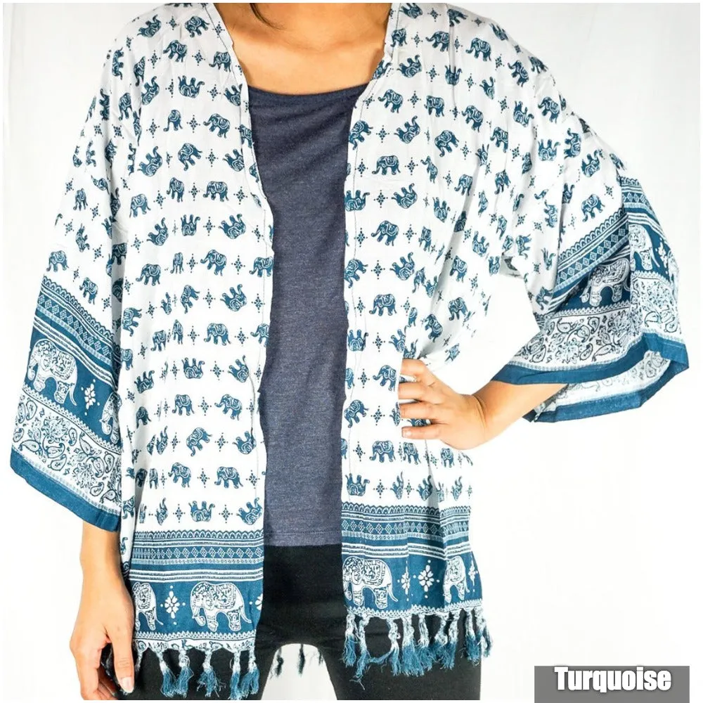 Elephant Tribal Boho Kimono Cover Up