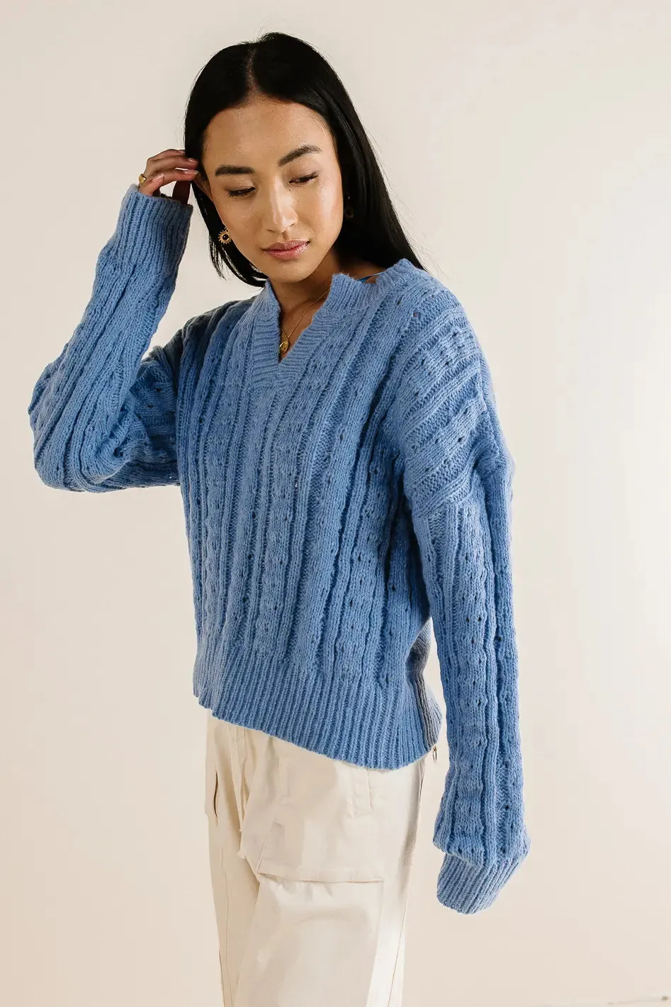 Emilia Knit Sweater in Blue