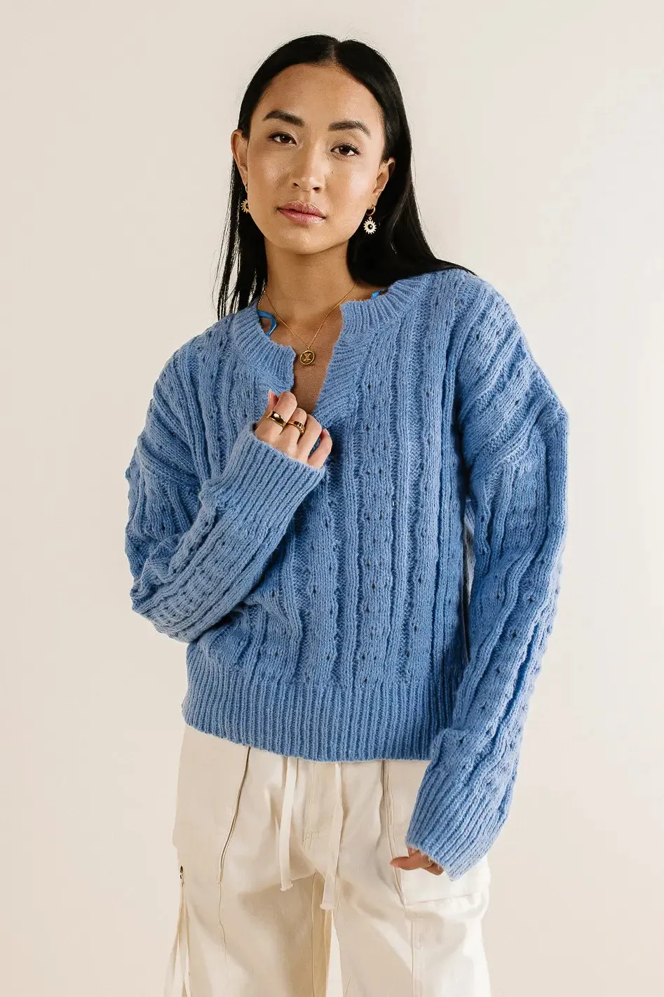 Emilia Knit Sweater in Blue