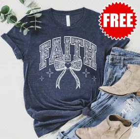 Faith Lace Tee - Heather Navy