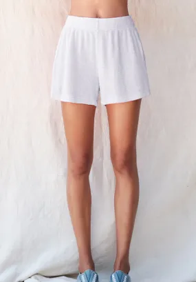 Faux Sherpa Shorts White