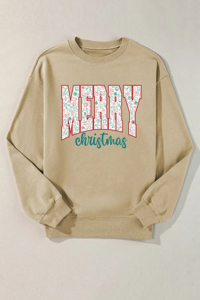 Festive "Merry Christmas" Graphic Sweatshirt