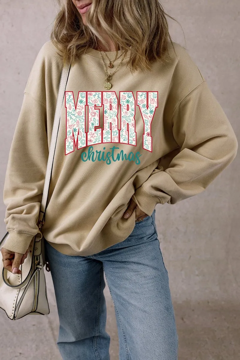 Festive "Merry Christmas" Graphic Sweatshirt