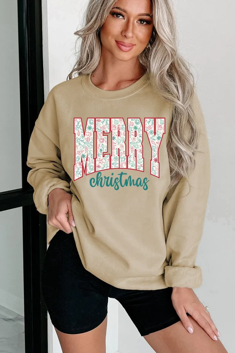 Festive "Merry Christmas" Graphic Sweatshirt