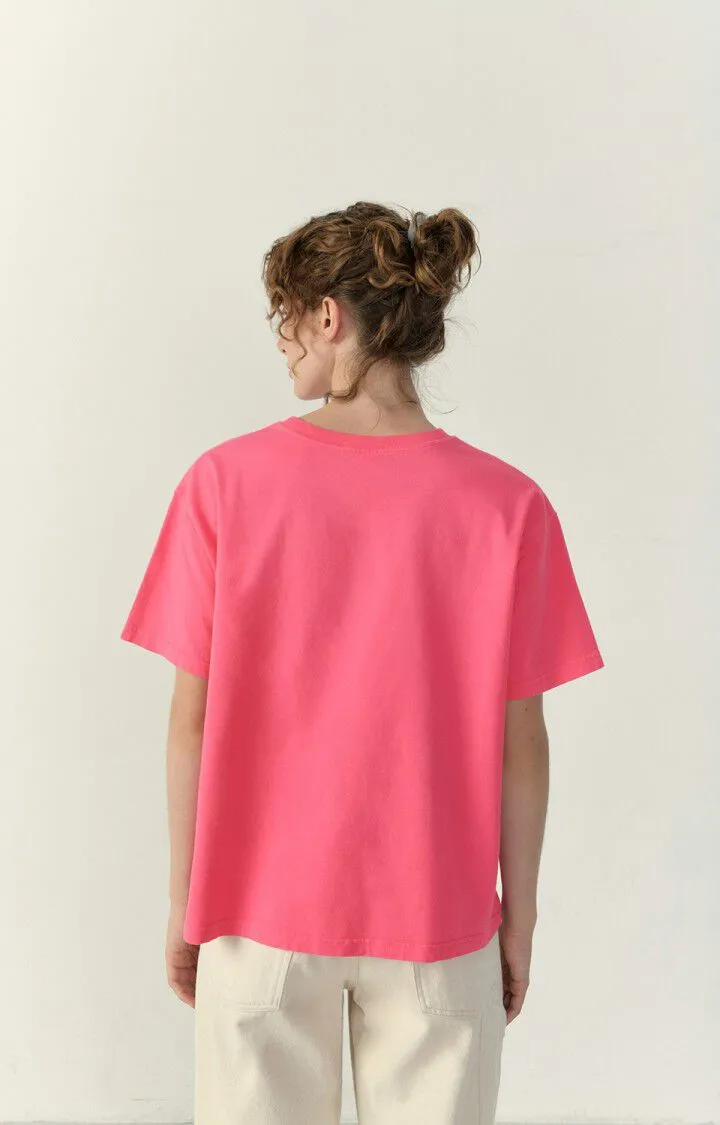 FIZVALLEY Short Sleeve Crew Tee in Fluo Pink