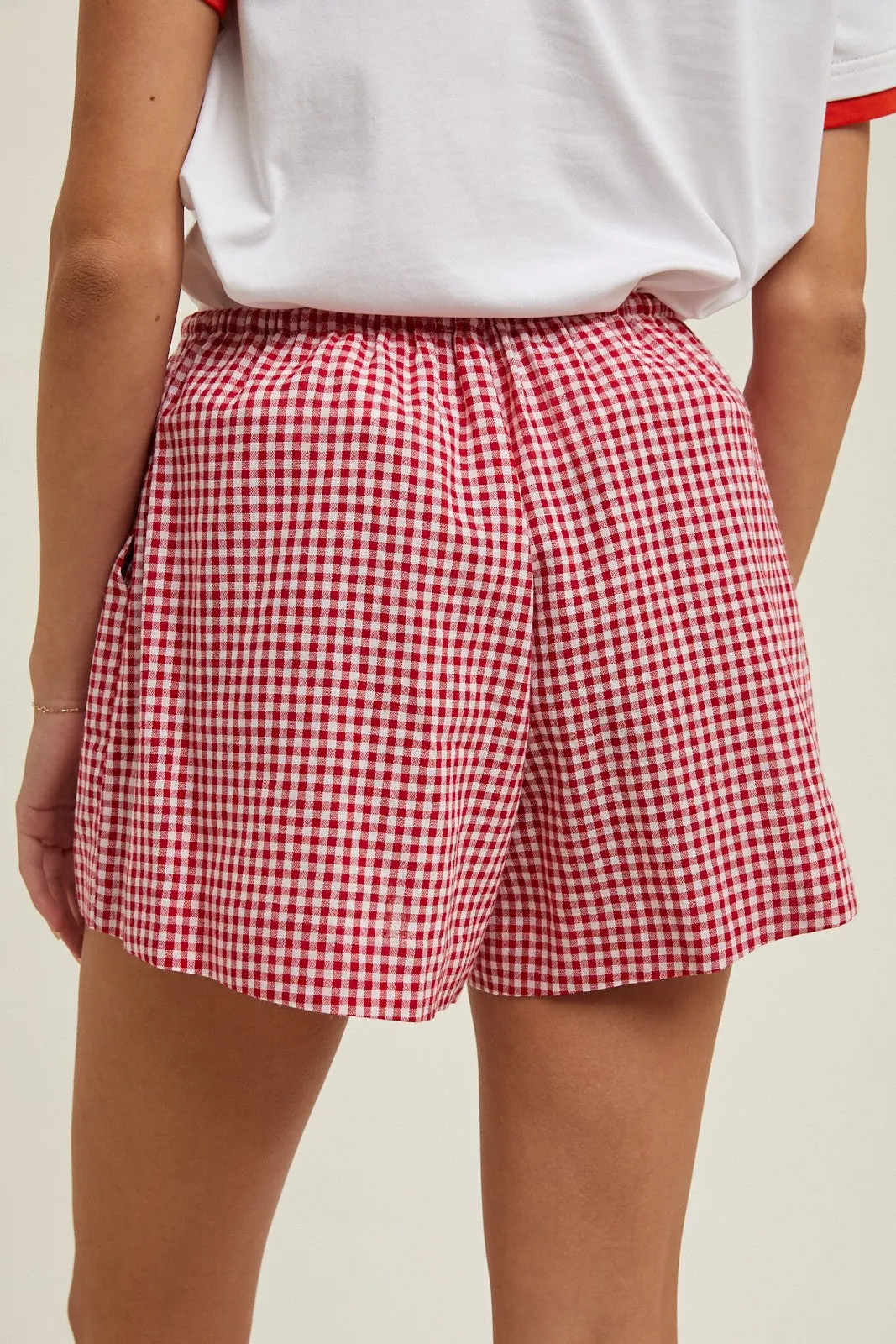 Gingham Boxer Shorts - Red