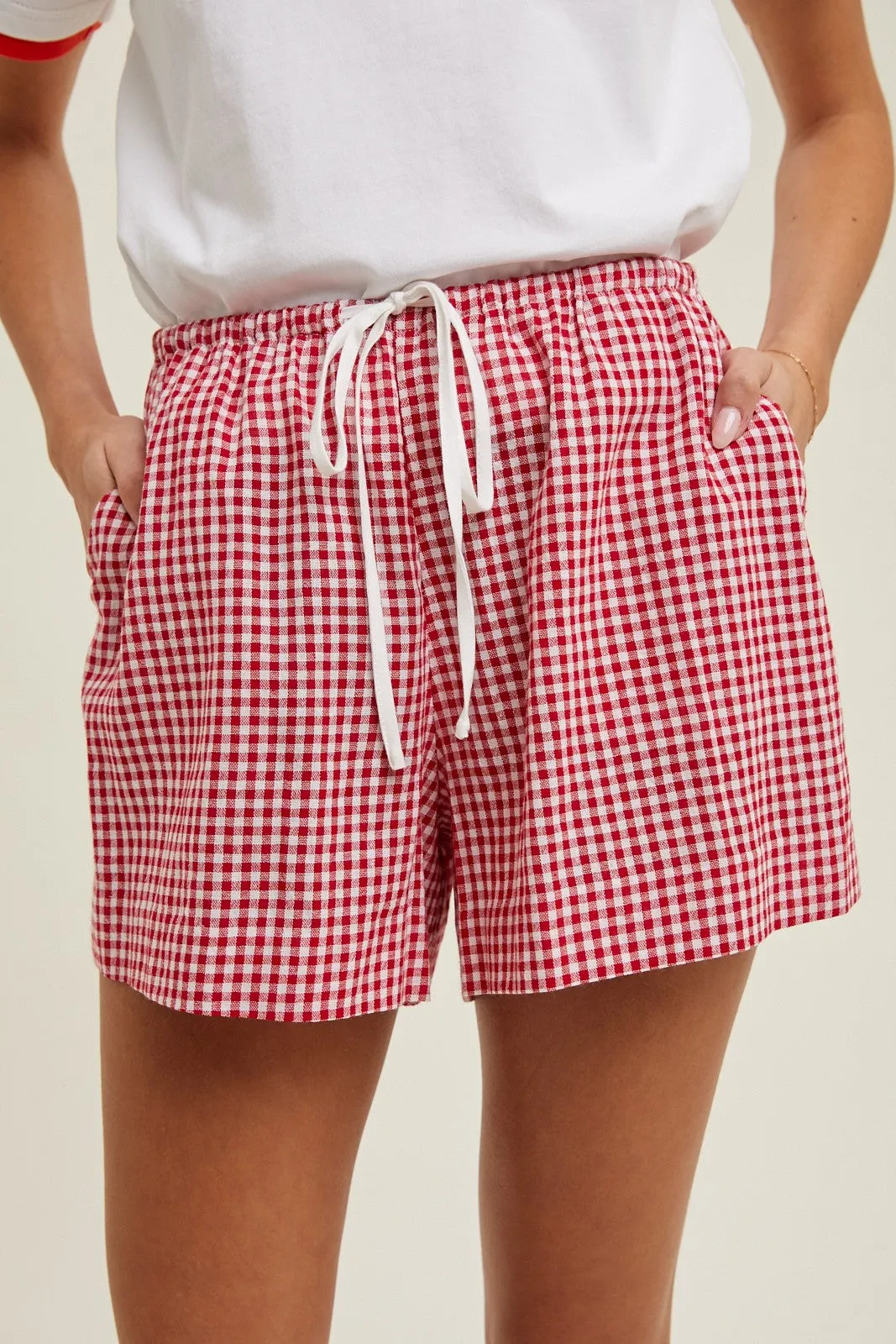 Gingham Boxer Shorts - Red