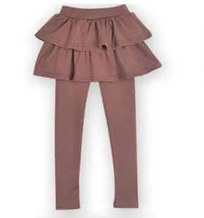 Girls School Uniform Pants Ruffle Skirt Pants Warm Leggings with Skirt