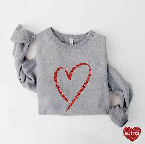 Glitter Heart Crewneck Sweatshirt