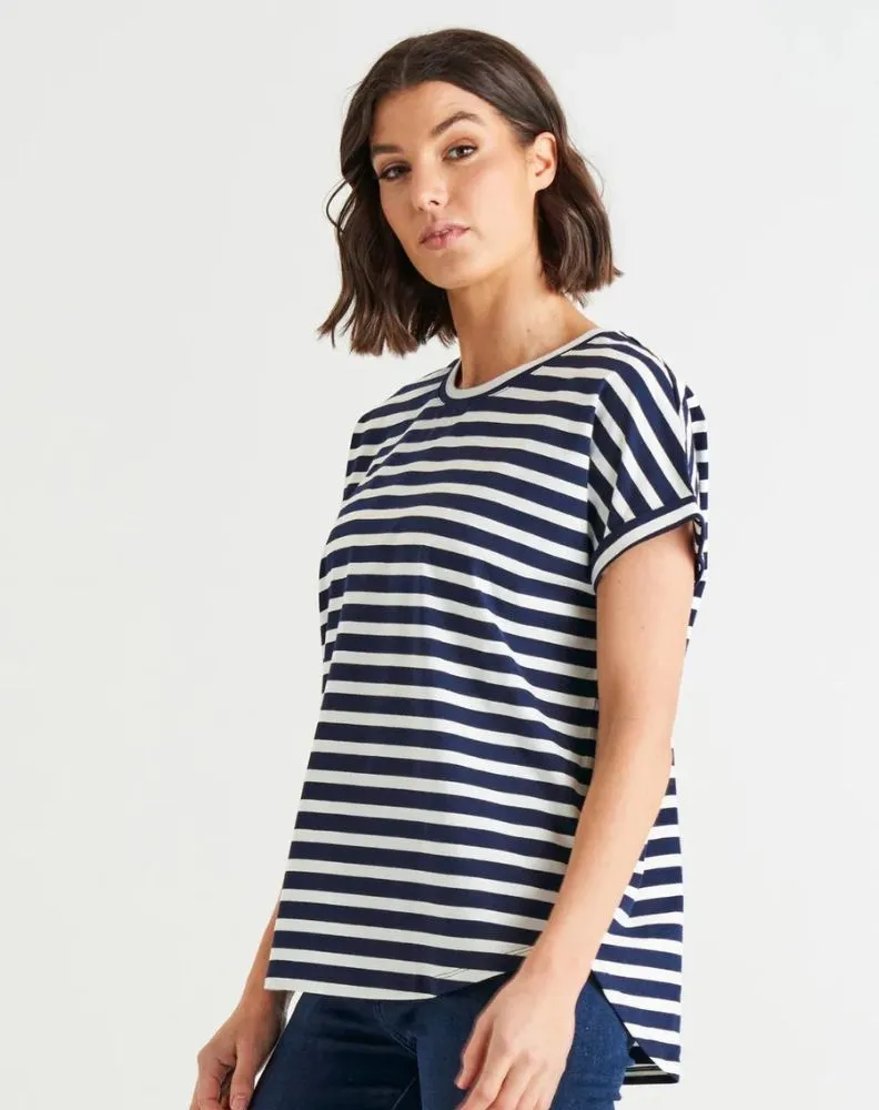 Hailey Short Sleeve Tee - Blue Stripe