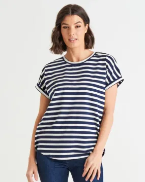 Hailey Short Sleeve Tee - Blue Stripe