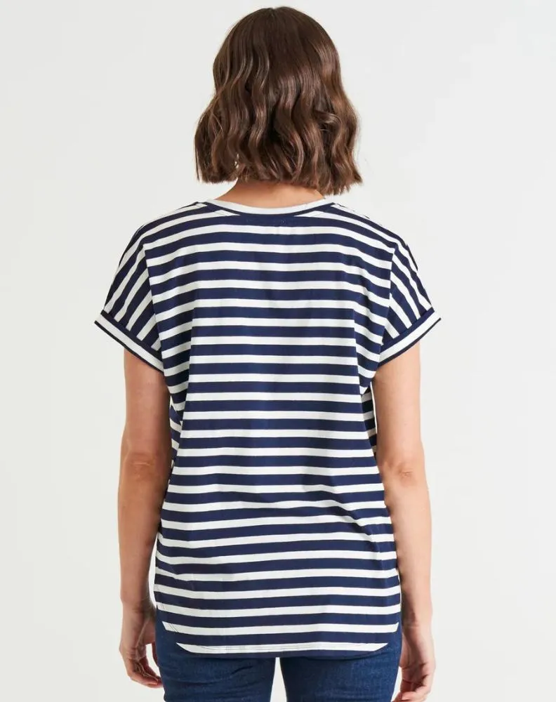 Hailey Short Sleeve Tee - Blue Stripe