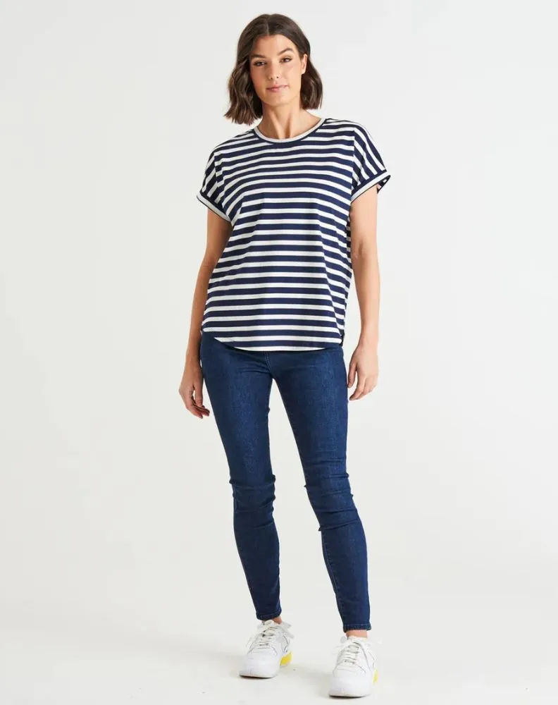 Hailey Short Sleeve Tee - Blue Stripe