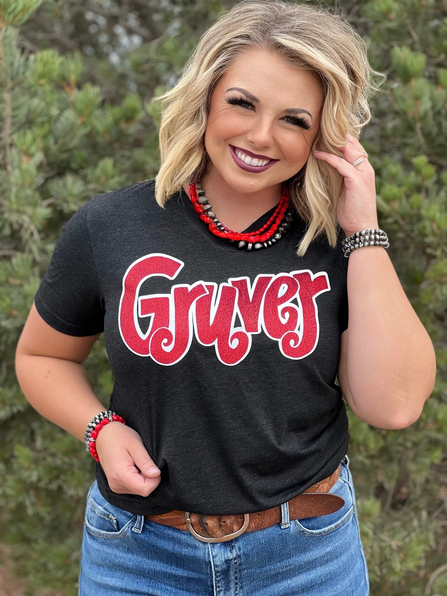 Handwritten Glitter Mascot Tee - Customizable