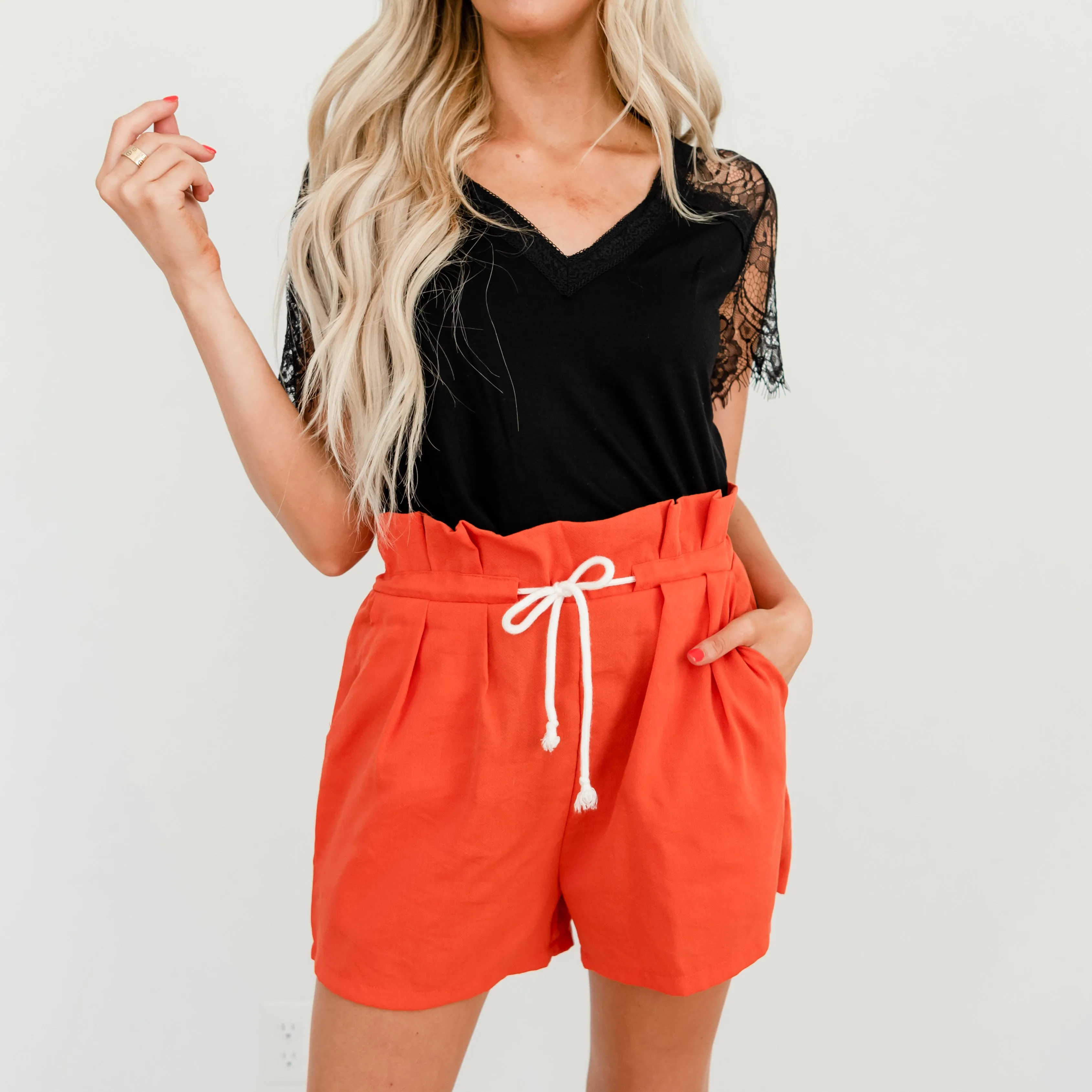 High Rise Drawstring Shorts