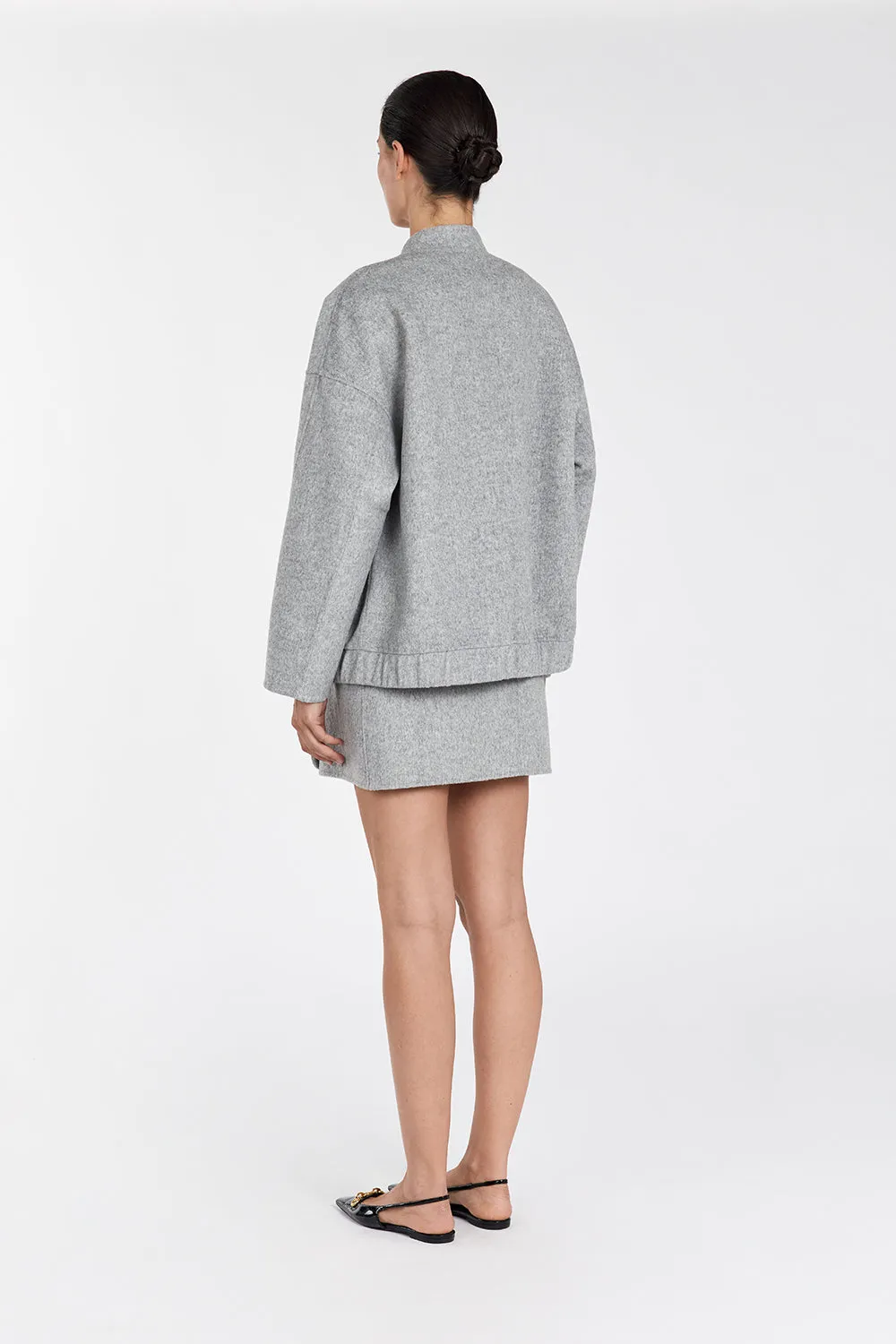 JERI SILVER WOOL BOMBER JACKET