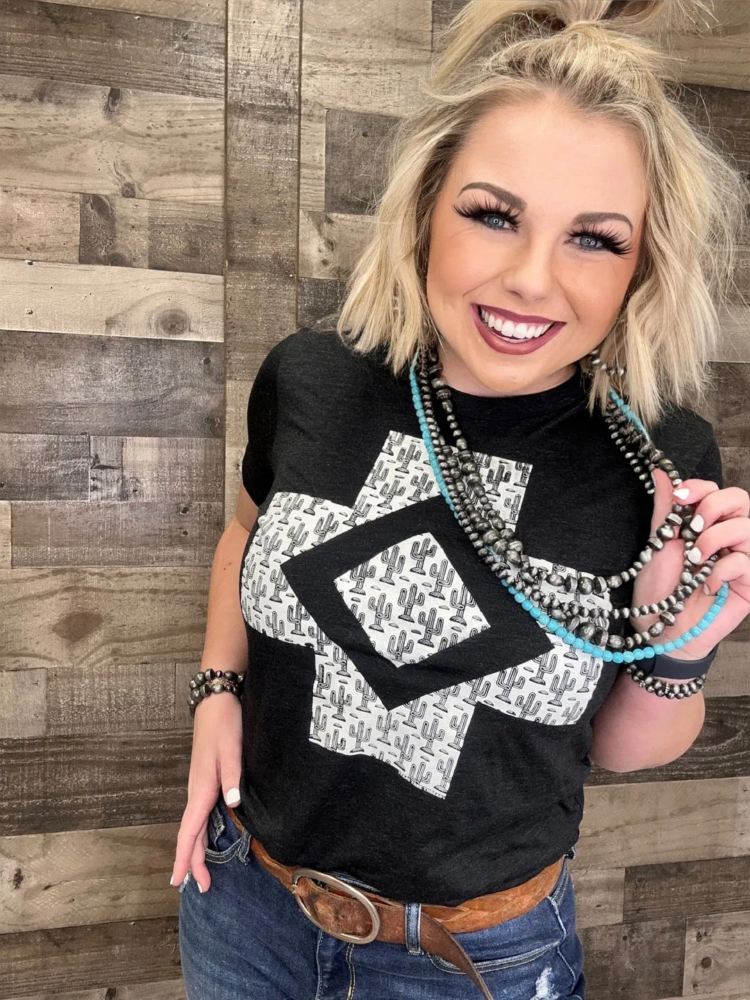 Kaci Cactus Cross Tee by Texas True Threads