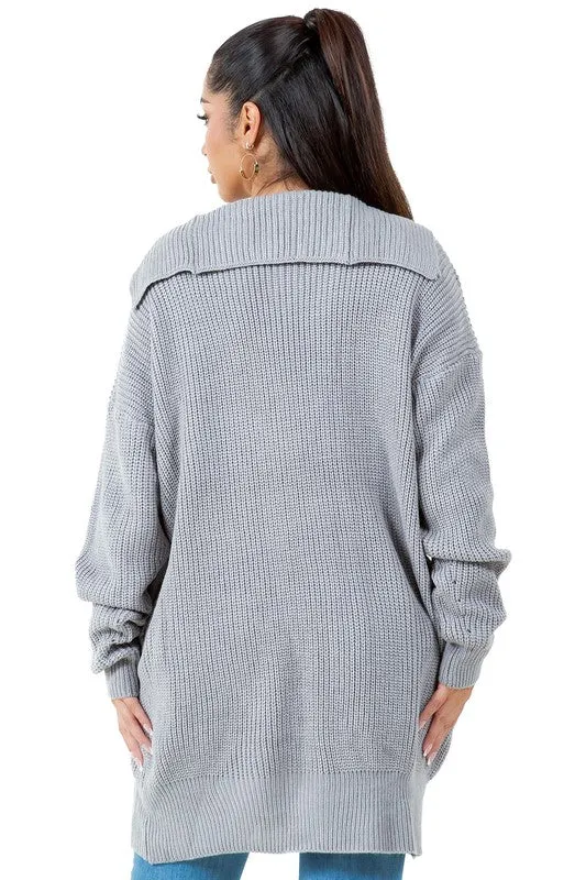 KNITTED COMFY GRAY SWEATER