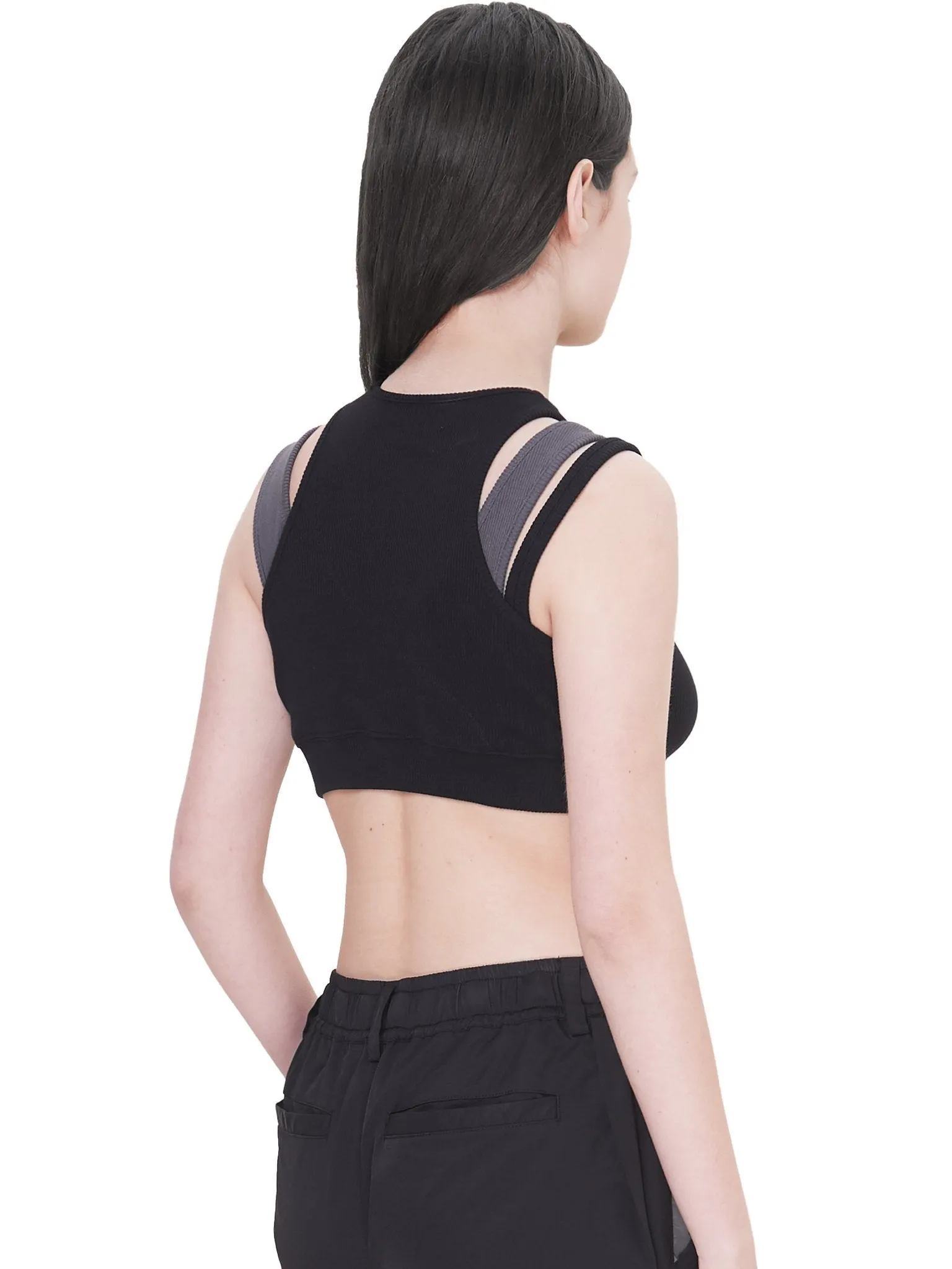 Layered Women Sporty Bra Black