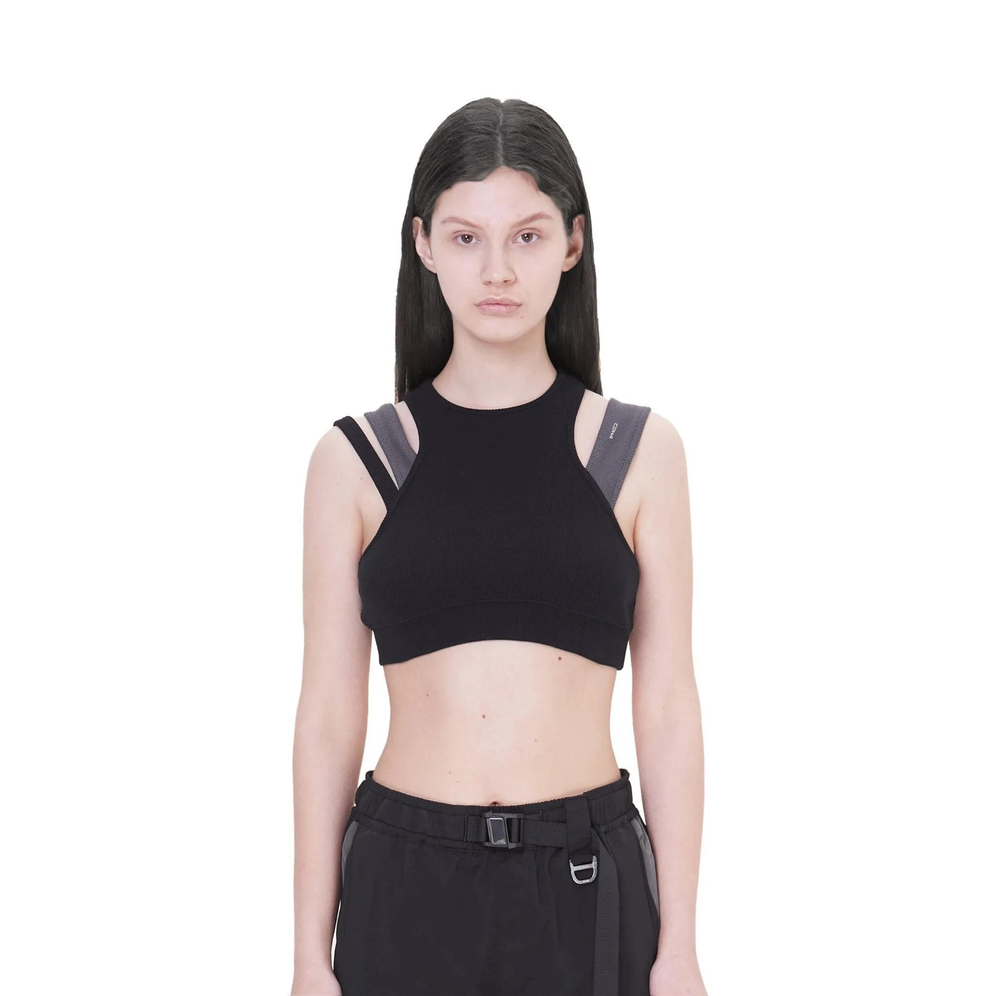 Layered Women Sporty Bra Black