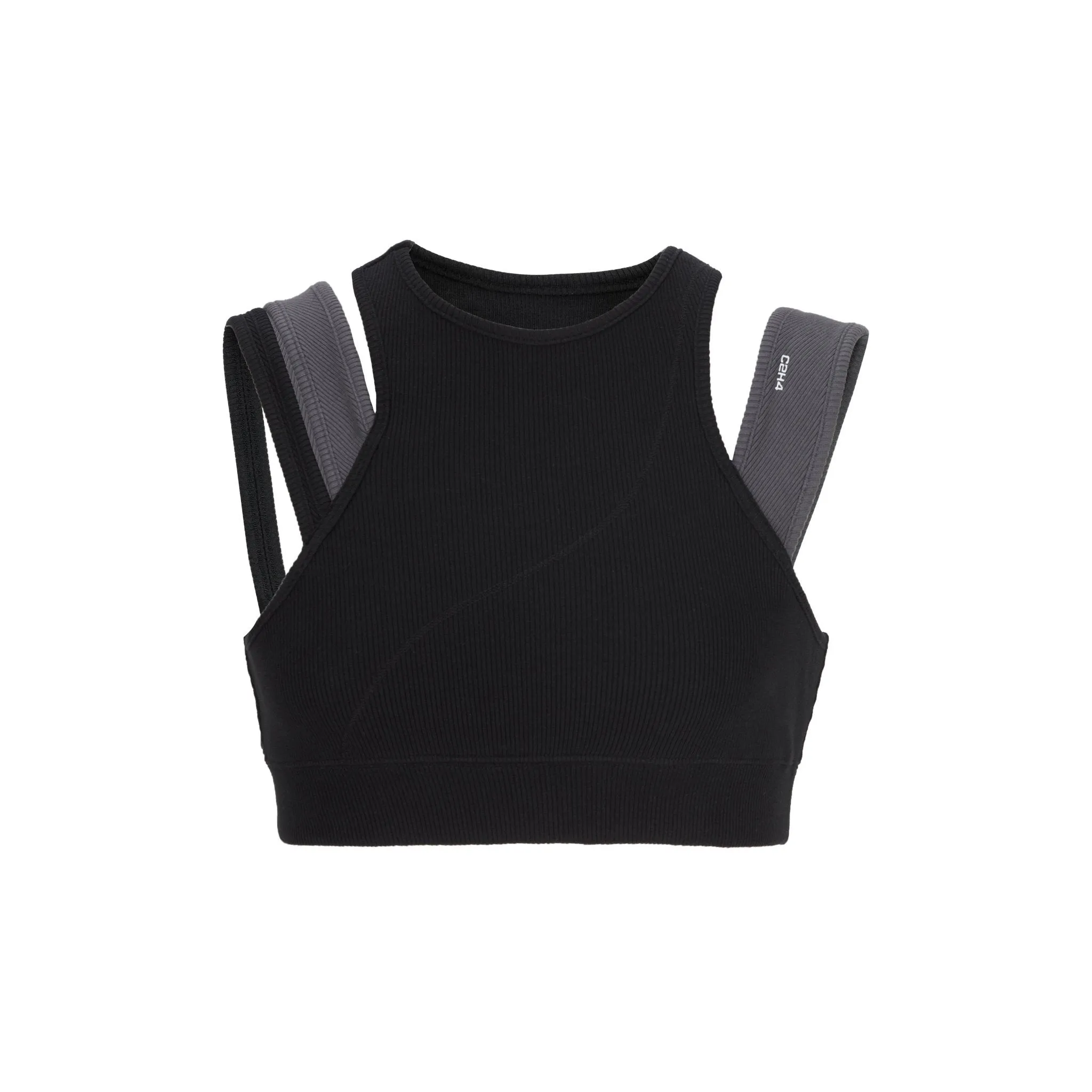 Layered Women Sporty Bra Black