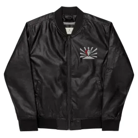 Leather Bomber Jacket With Embroidered Diamond