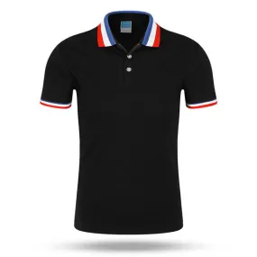 Mens Fashion Casual Solid Color Lapel Polo Shirt Short Sleeve T-shirt