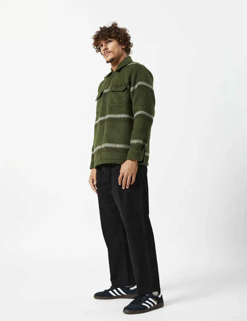 Mr Simple Lumberjack Zip Through Jacket Army Stripe