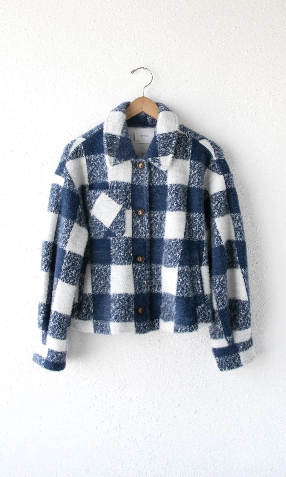 Nate Large Check Cozy Cropped Jacket